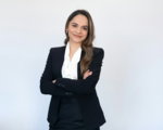 a woman in a black suit